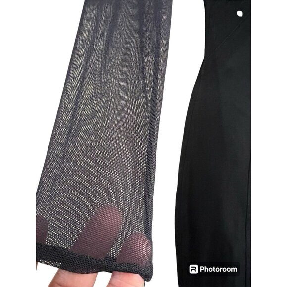 Vtg J Harris Bodycon‎ Dress XS Black Sheer Mesh Back Cutouts Y2K Goth Glam Party - Picture 5 of 10